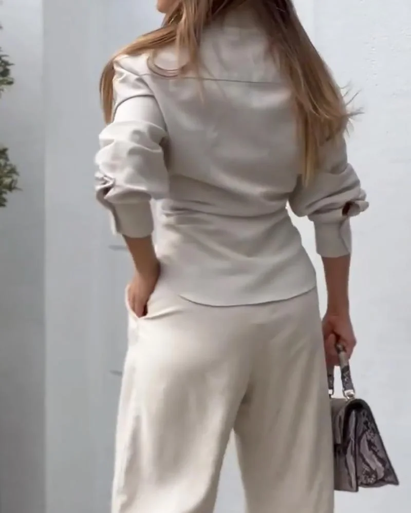 Solid color casual two-piece suit