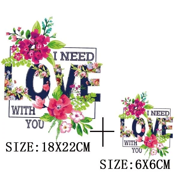 Beautiful Flowers Thermal Sticker On T-shirt DIY Washable Patches On Clothes Funny Design Iron On Transfer For Hoodies Bag Decor