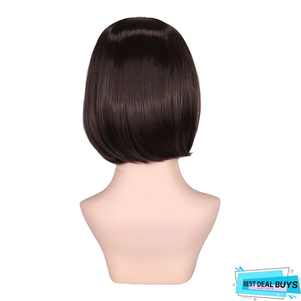 Chemical Fiber High Temperature Silk Women's Medium Split Short Straight Hair