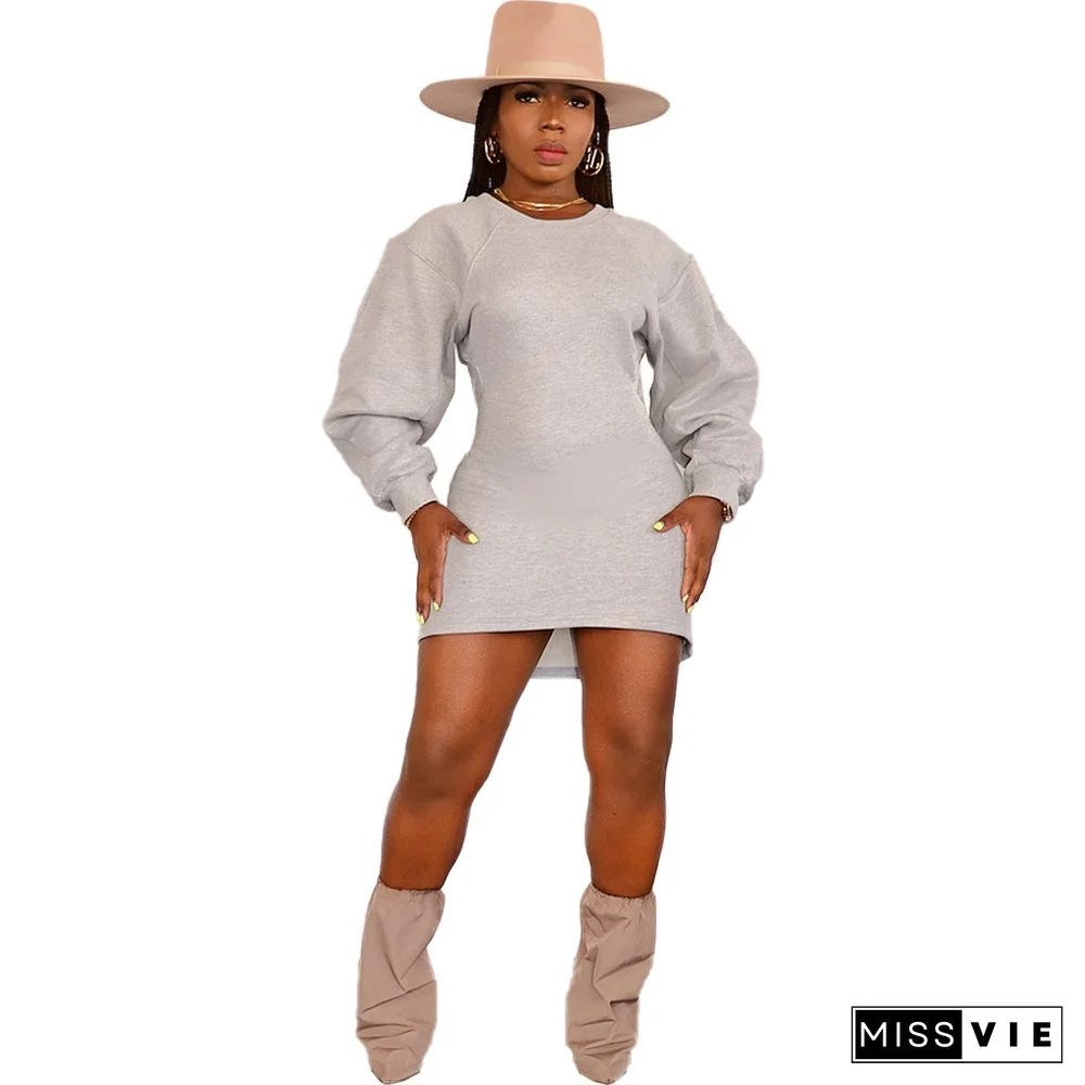 Long Sleeve Back Cut Out Pullover Sweatshirt Dress