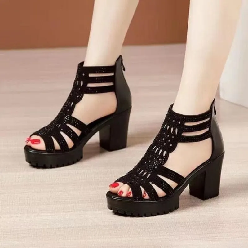 NEW Women Summer Lace Mesh Shoes Fish Mouth High Heel Ladys Platform Sandals Evening Dress Wedding Shoes Femal Zapatos De Mujer