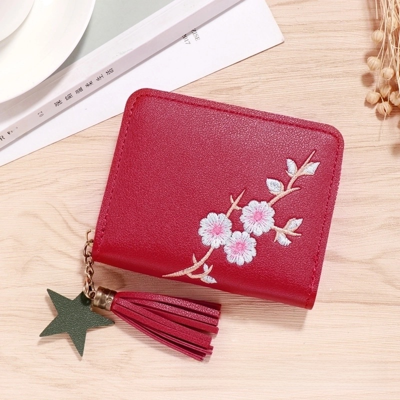 Women’s Solid Color Pu Leather Hook Loop Wallets