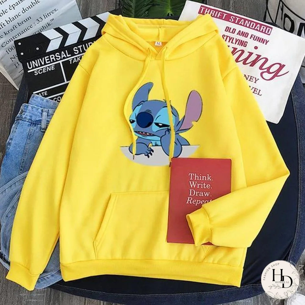 New Hoodie Sweatshirt Women Oversized cartoon Stitch Hoodie couple shirt versatile Sweatshirt Winter Long Sleeve Tops Hoodies