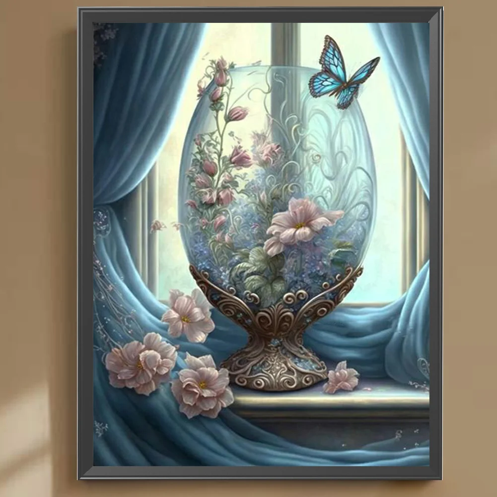 Diamond Painting - Full Square Drill - Flower Butterfly Cup(Canvas|30*40cm)