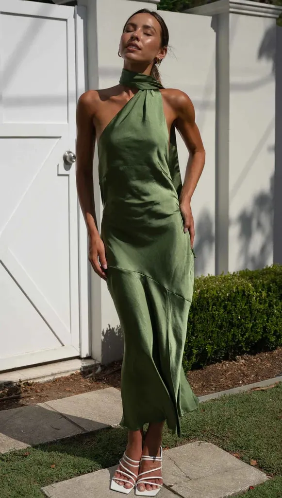 Olive Green Satin Midi Dress olive-green-satin-midi-dress