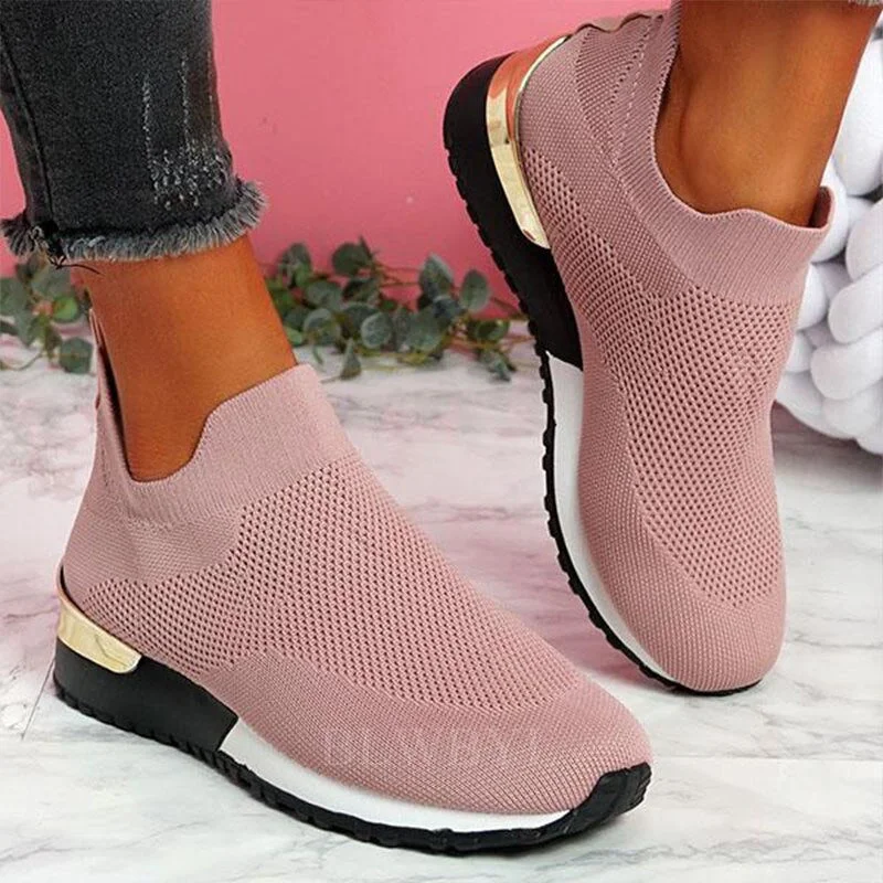 Sneakers Women Vulcanized Shoes Ladies Solid Color Slip-On Knit Sneakers for Female Casual Sport Shoes 2021 Fashion Mujer Shoes