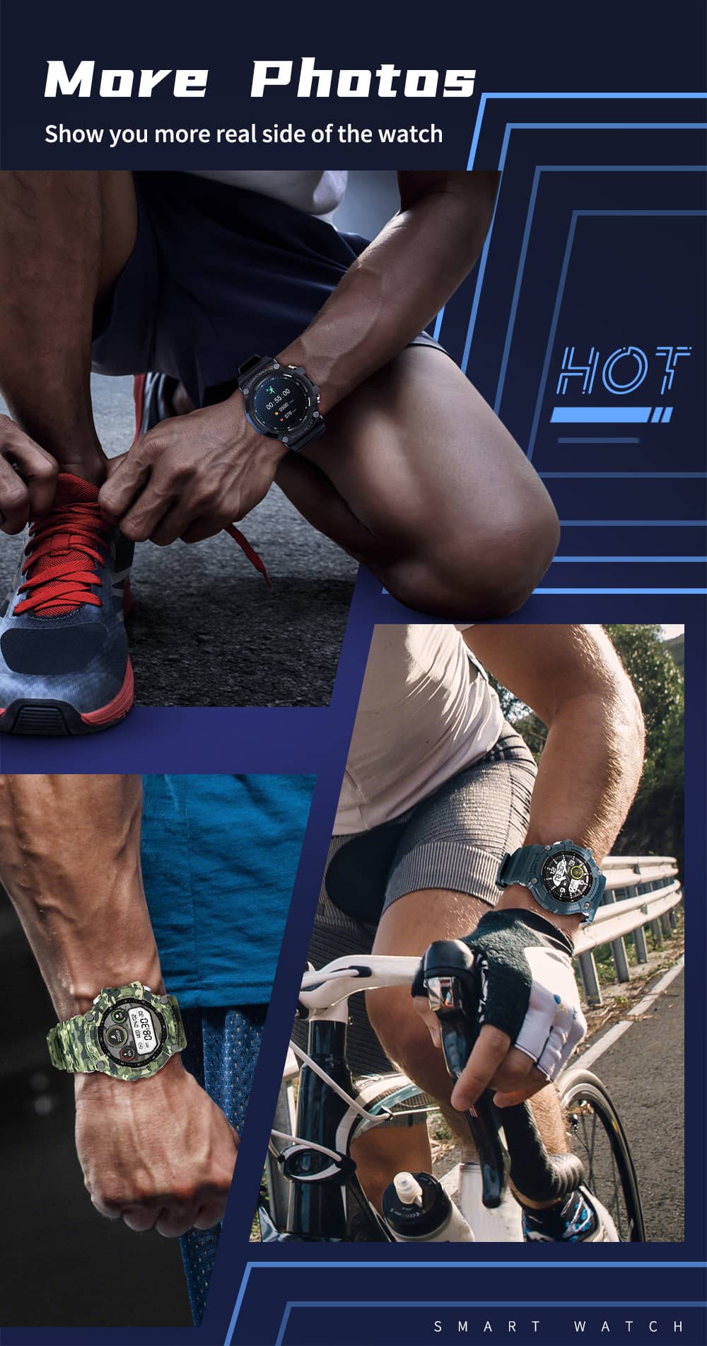 Findtime Military Smart Watch Heart Rate Blood Pressure Monitor 15+ Days Battery Life IP68 Waterproof