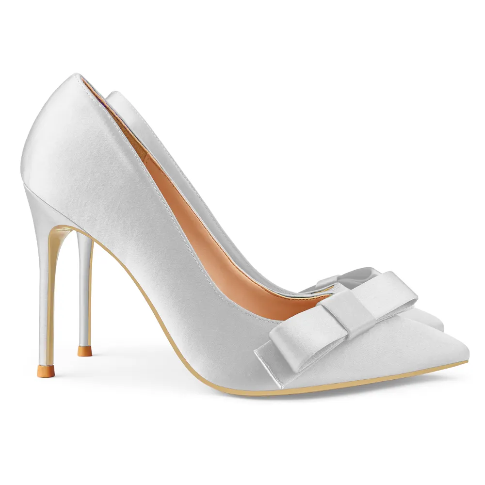 100mm Bow Fashion High Heels Sexy Prom Silk High Heels Stiletto Heels-vocosishoes