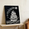 DIY Pearl Painting Boat for Home Wall Decor with Frame(40x30cm)