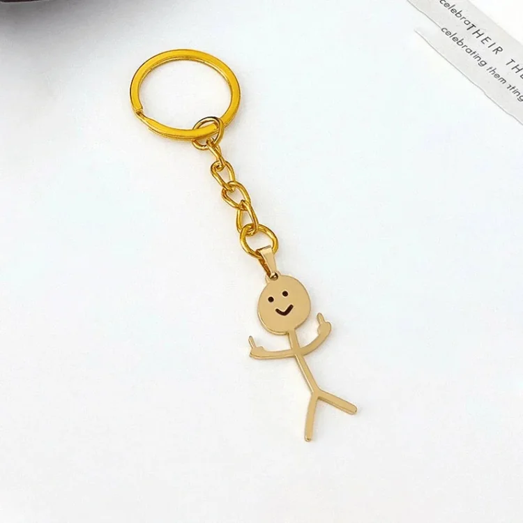 Funny Doodle Keychain with Middle Finger Pendant Friendship Couple Gifts