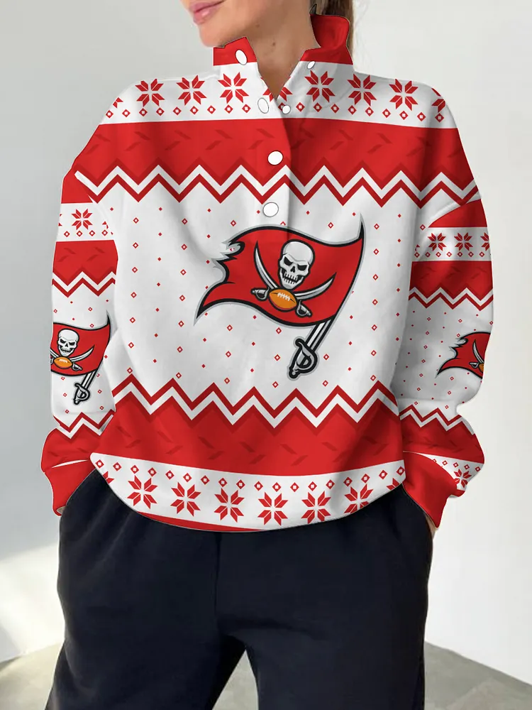 Tampa Bay Buccaneers  2025 New Design Casual Snap  Mockneck Pullover