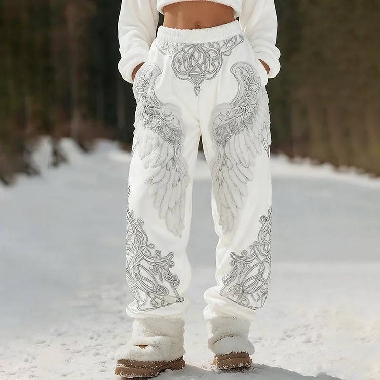 Women's Viking Angel Wings Art Casual  Flannel Pants