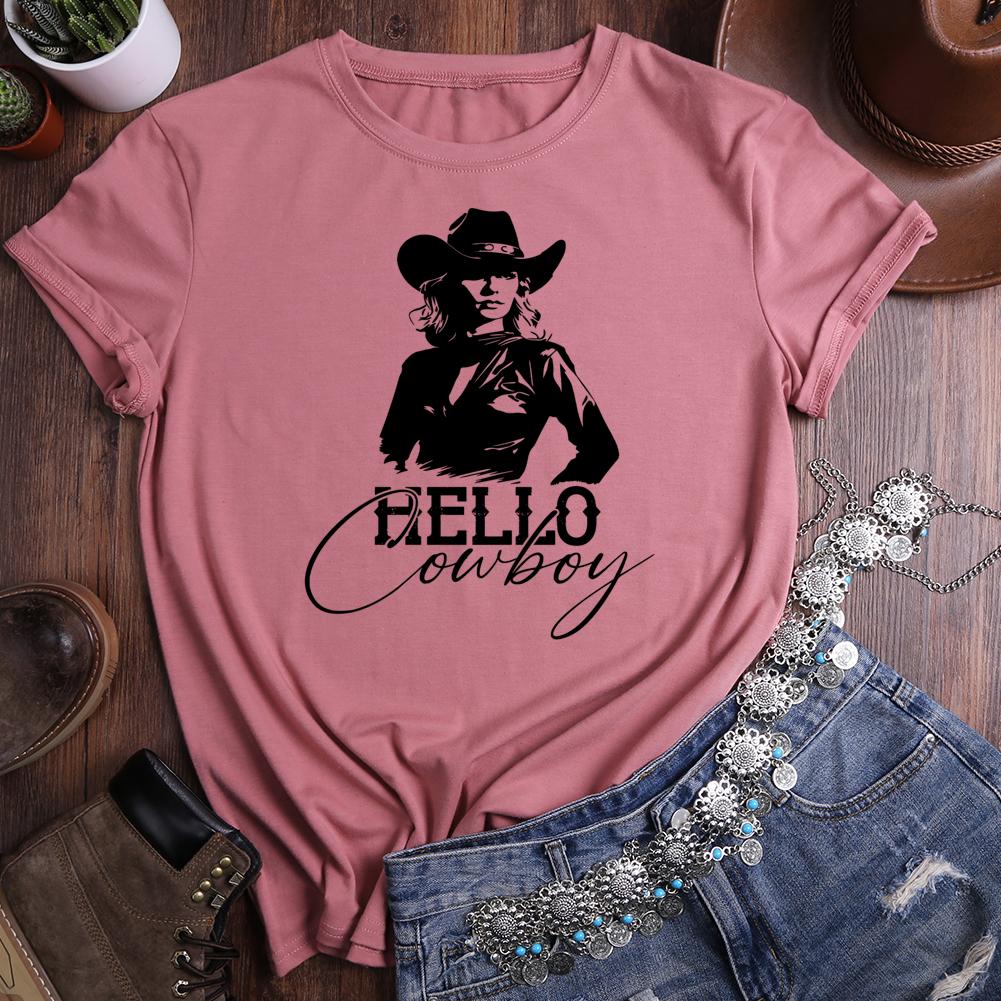 hello cowboy Round Neck T-shirt-0020969