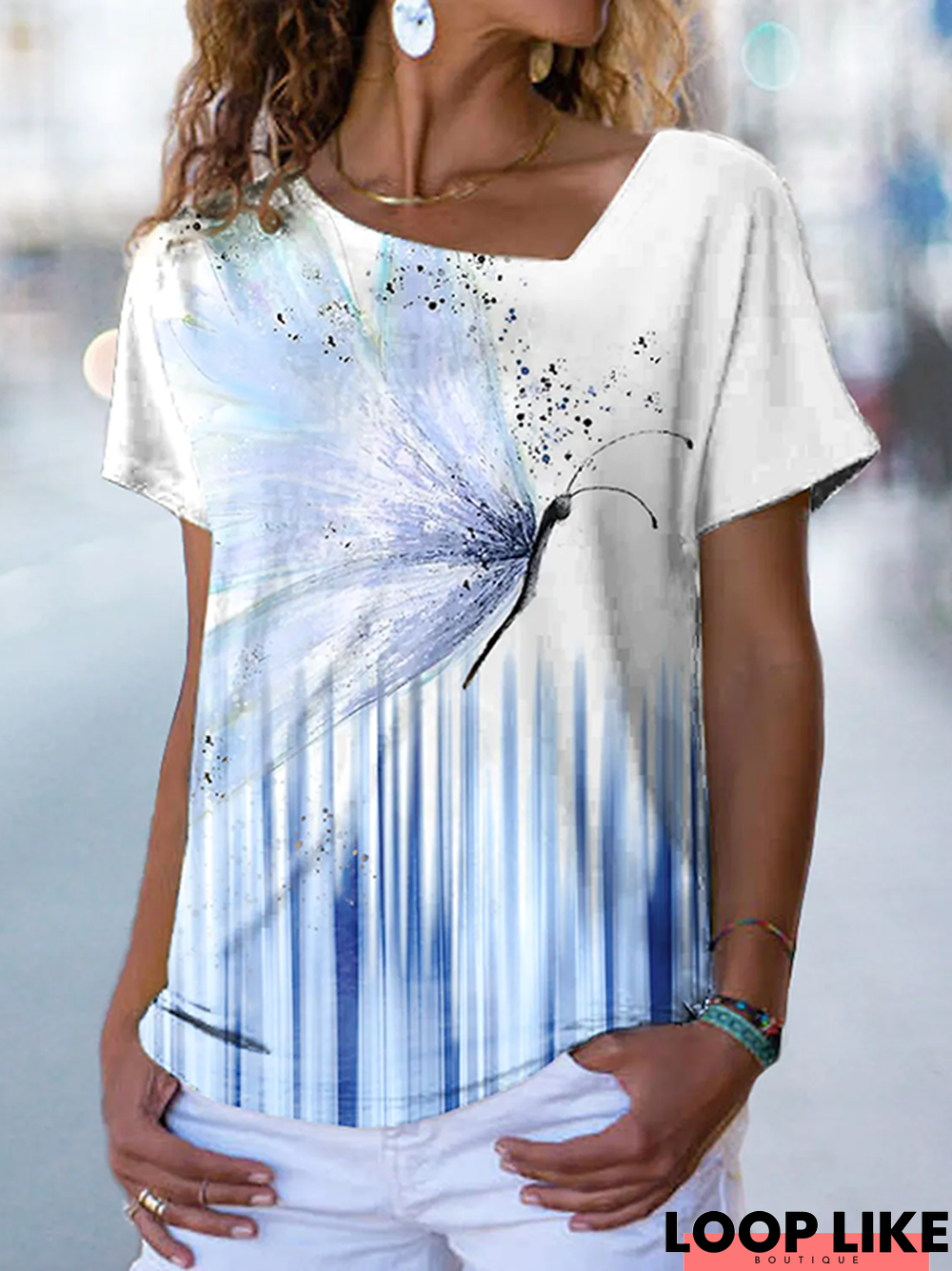 Butterfly Short sleeve Casual T-Shirt