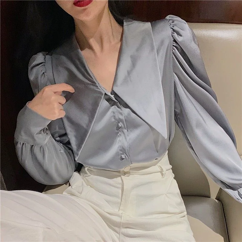 Shirts Womens Casual Loose Solid Minority Fashionable Retro Autumn Korean Style Elegant Feminino Blouses All-match Simple Soft