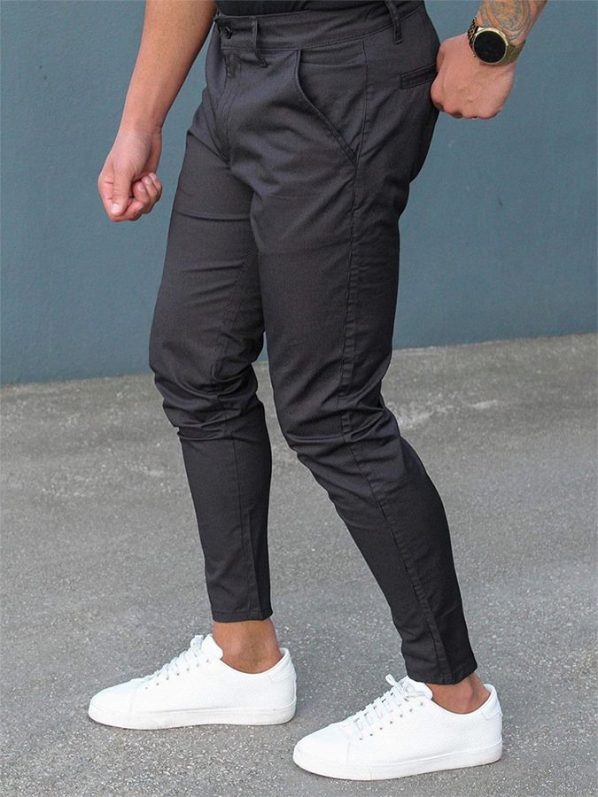 Men's Black Tight Fit Casual Pants