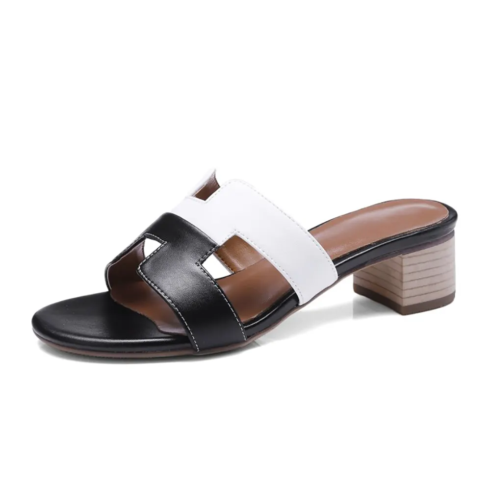 H-Shape Women's Summer Flats PU Stitching Color-vocosishoes