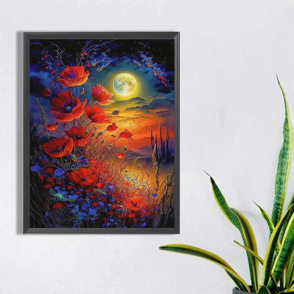 Diamond Painting - Full Round Drill - Poppy Moonlight(Canvas|30*40cm)