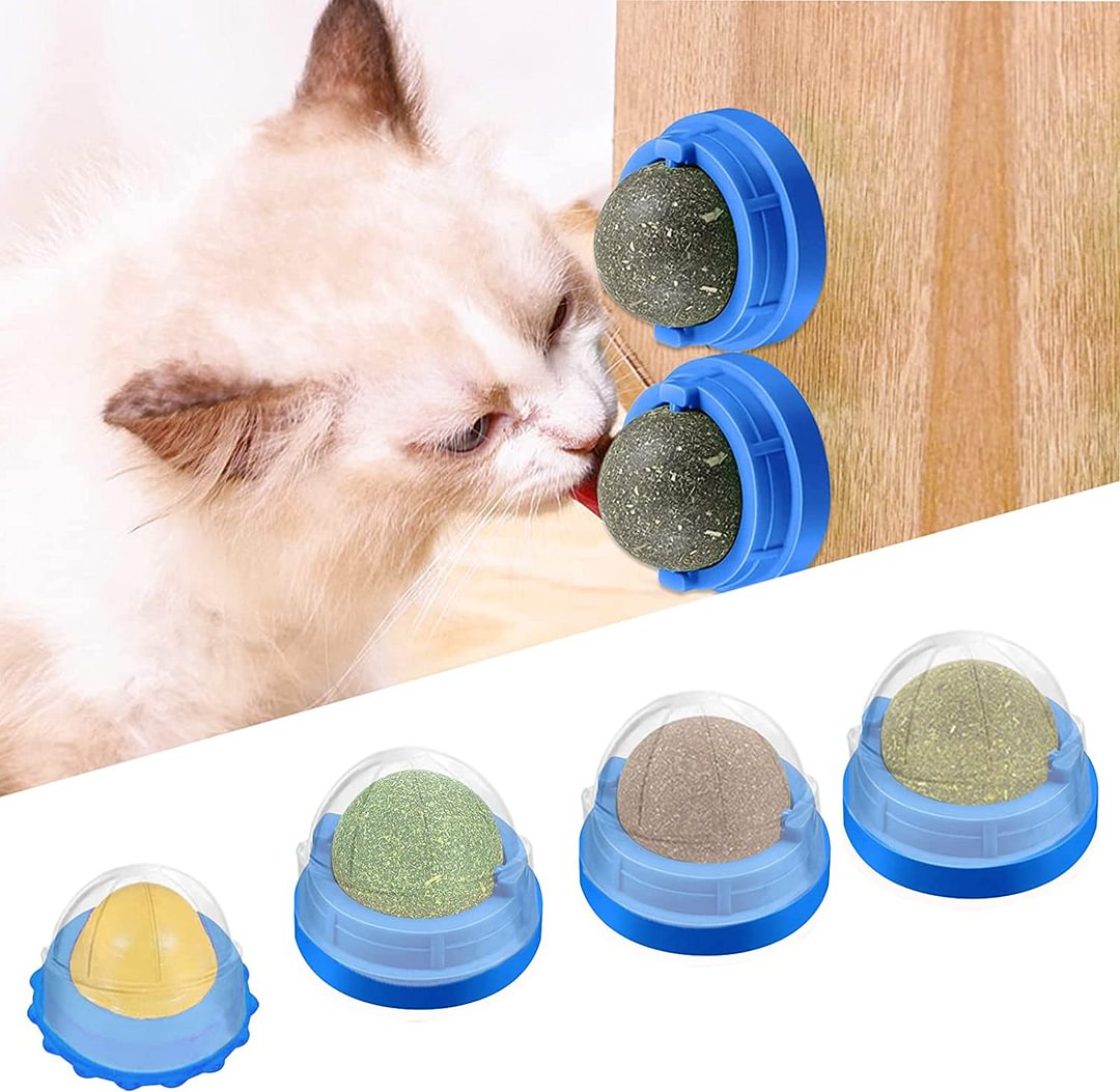 Catnip Toys, 4PCS Silvervine Cat Toys Balls,Edible Catnip Toy Ball with Natural Healthy Catnip for Cats to Play Chew and Clean Teeth Cat Toy with a Cat Candy