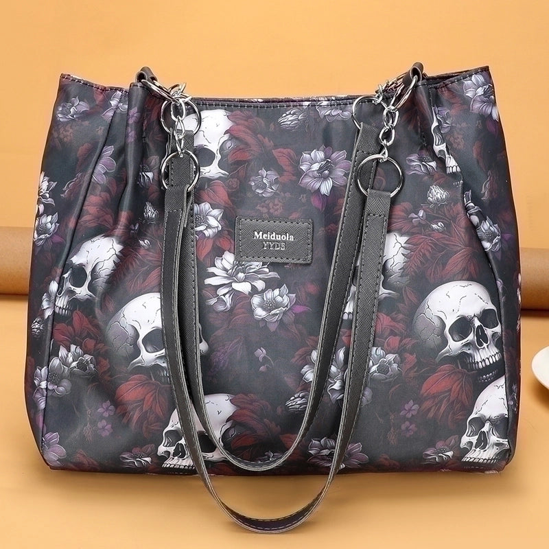 Halloween Women’s Oxford Cloth Geometric Ghost Punk Zipper Underarm Bag