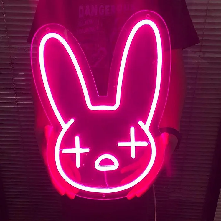 Custom Bad Bunny Neon Sign Rabbit Logo Wall Decor For Home Bedroom Bar Club Kawaii Anime Decor Light Gift