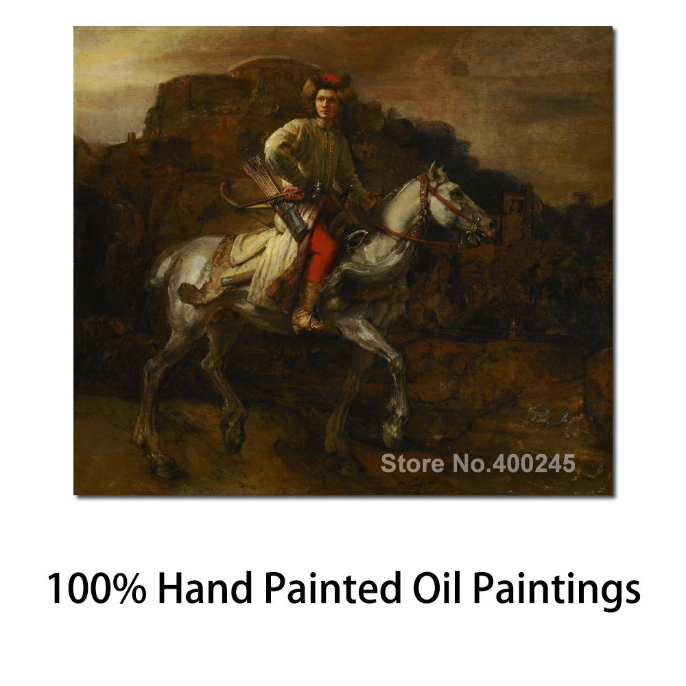 Canvas Art Portrait Painting The Polish Rider by Rembrandt Van Rijn Handmade Classical Artwork High Quality Room Decor