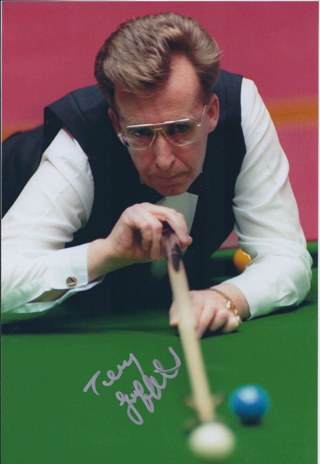 Terry GRIFFITHS SIGNED Autograph 12x8 Photo Poster painting AFTAL COA SNOOKER CRUCIBLE Champion