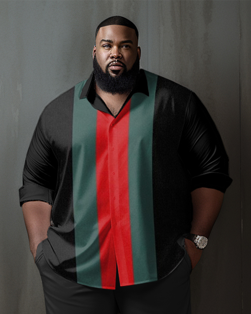 Men's Plus Size Business Red and Green Rambler Two-Piece Set