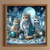 Chats-Plein diamant rond peinture-30 * 30cm