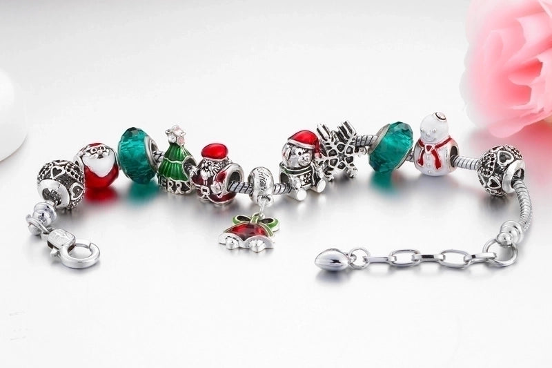 Fashion Christmas Tree Bell Alloy Enamel Women’s Bracelets 1 Piece