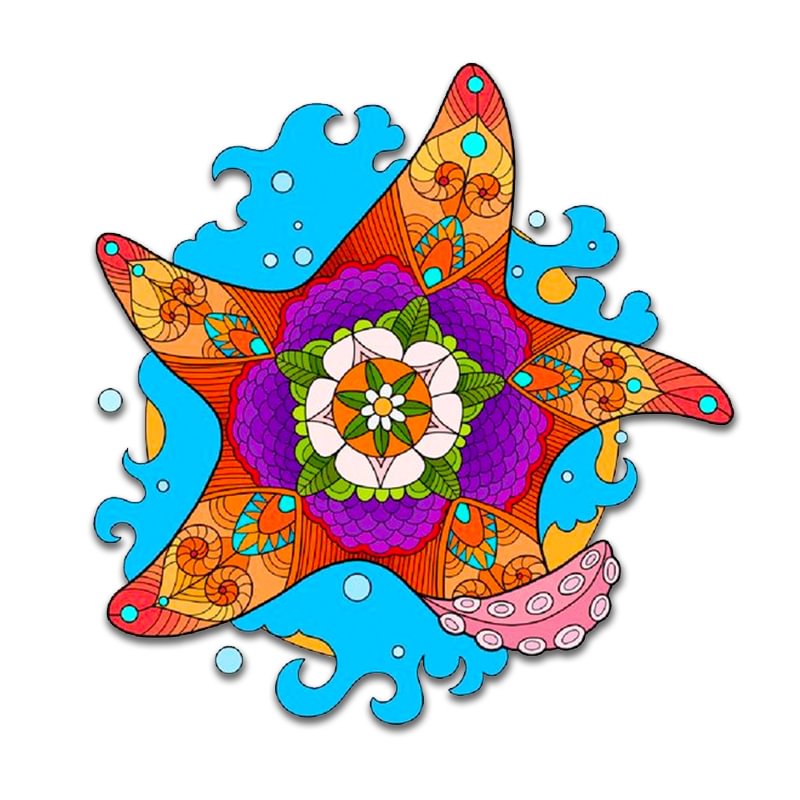 Jeffpuzzle™-JEFFPUZZLE™ Starfish Colorful Edition Wooden Jigsaw Puzzle