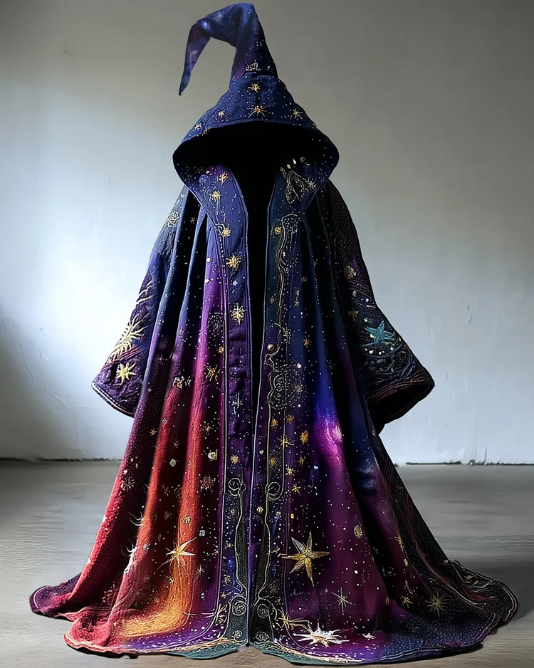 Star and moon 3D embroidered cape f2b1