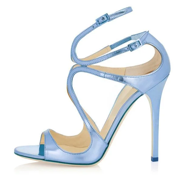 Blue Strappy Stiletto Heels Dress Shoes for Prom Vdcoo