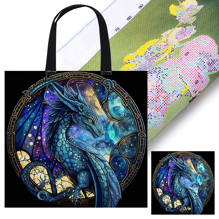 Shopper Bag- Glass Art-Pterodactyl 11CT Stamped Cross Stitch 40*40CM