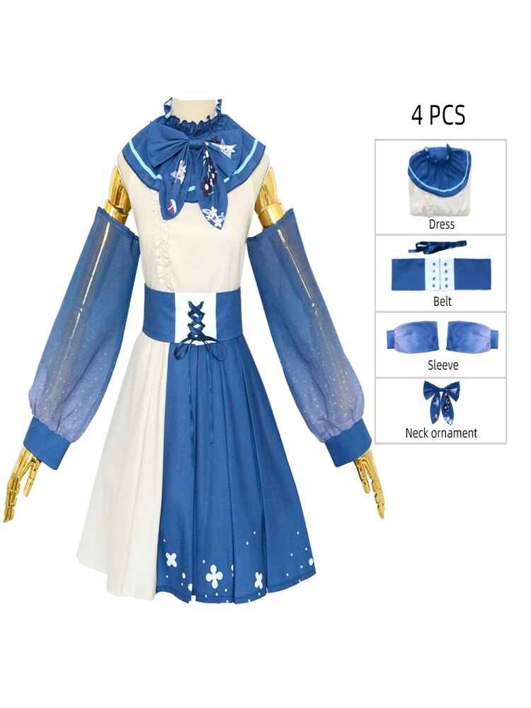 [Wetrose]  Kobo Kanaeru 1 Year Special Anniversary Hololive ID Holo Vtuber Cosplay Costume Kawaii Dress Wig Full Set