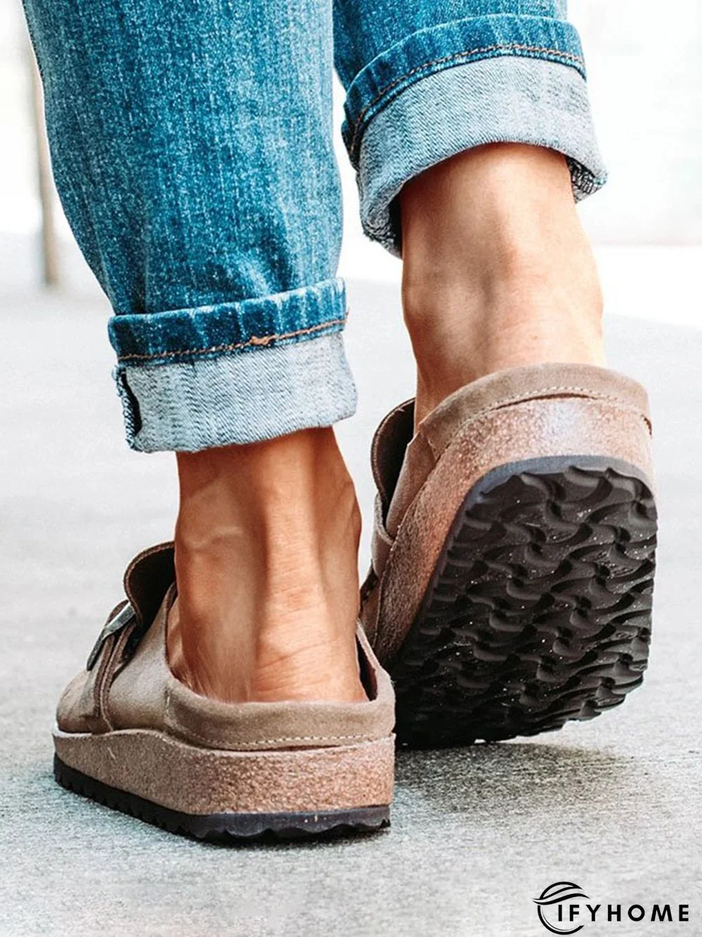 Women Soft Sole Casual Comfy Leather Slip On Sandals | IFYHOME