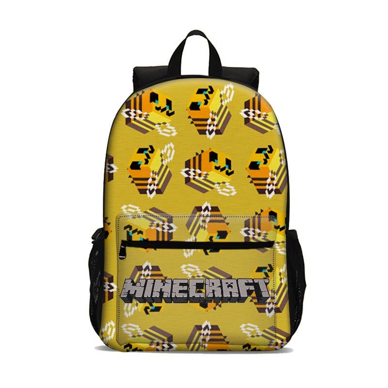 Minecraft Bee Lightweight Backpack Large Capacity Laptop Bag Kids Adults Use Sport Outdoor
