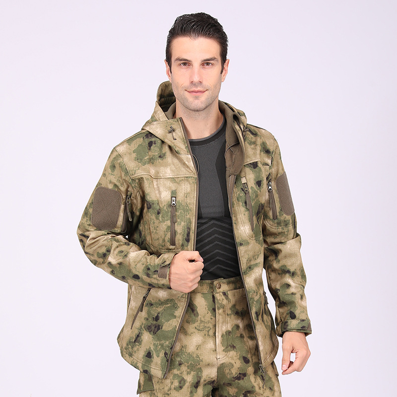 Men’s Tactical Softshell Fleece Camouflage Jacket Winter Warm Hoodies