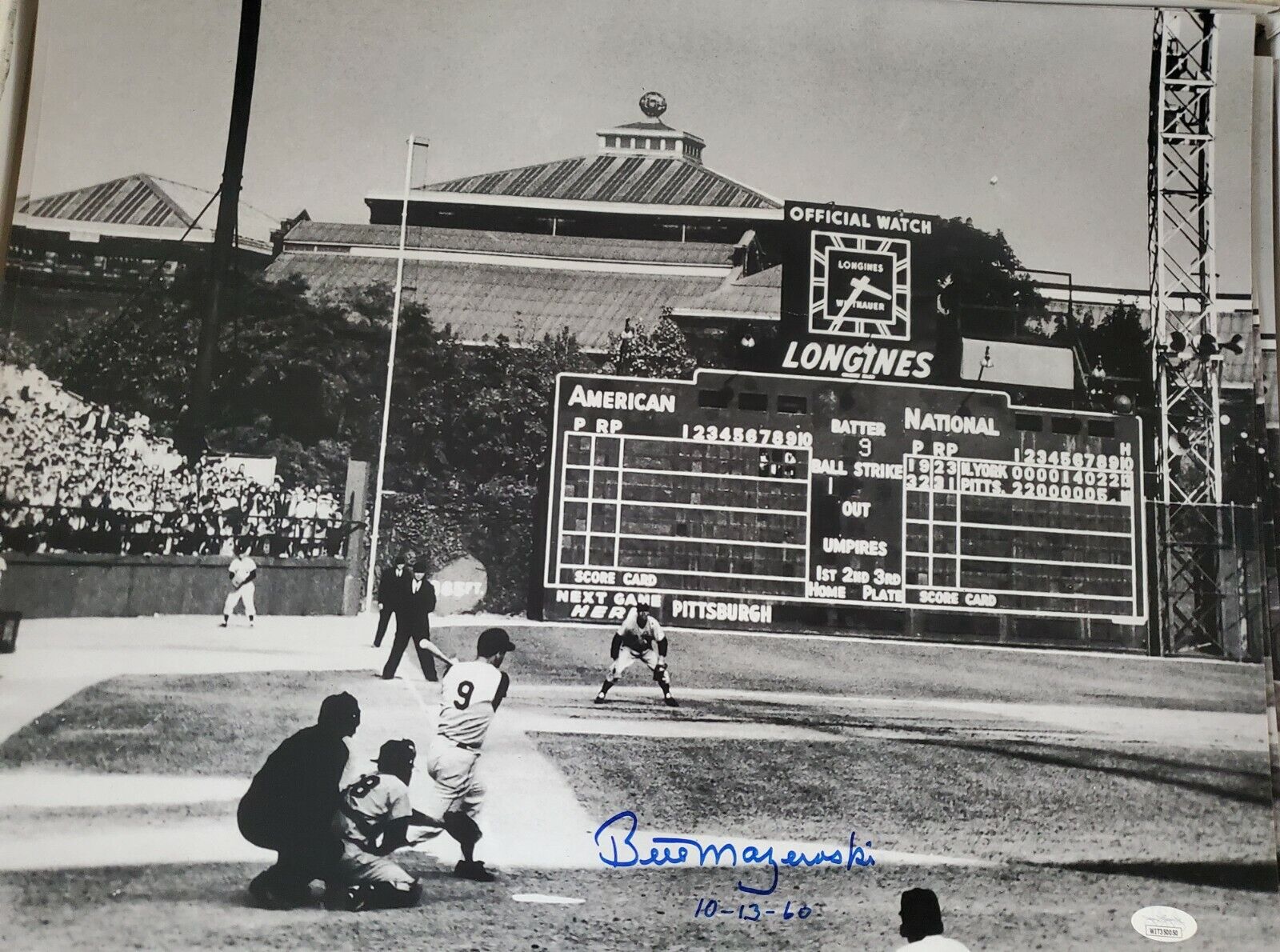 Autographed Bill Mazeroski 10-13-60