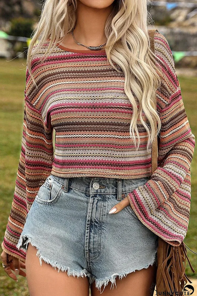 Summer Knit Crop Top with Wide Sleeves