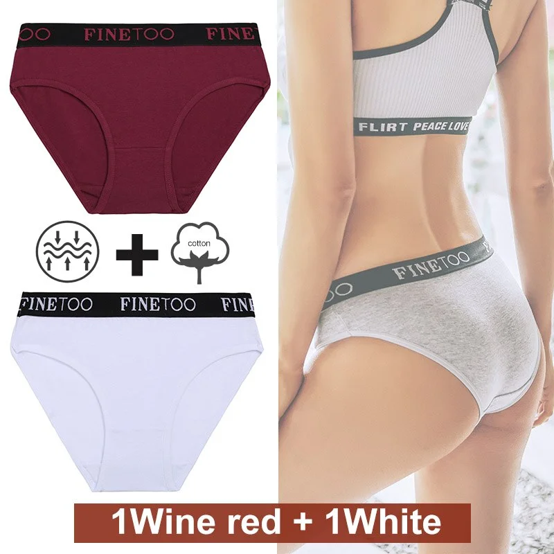 2PCS/Set Women Cotton Panties Female Underwear Sexy Briefs Lingerie Panties Female Underpants Intimate Finetoo Pantys M-XXL