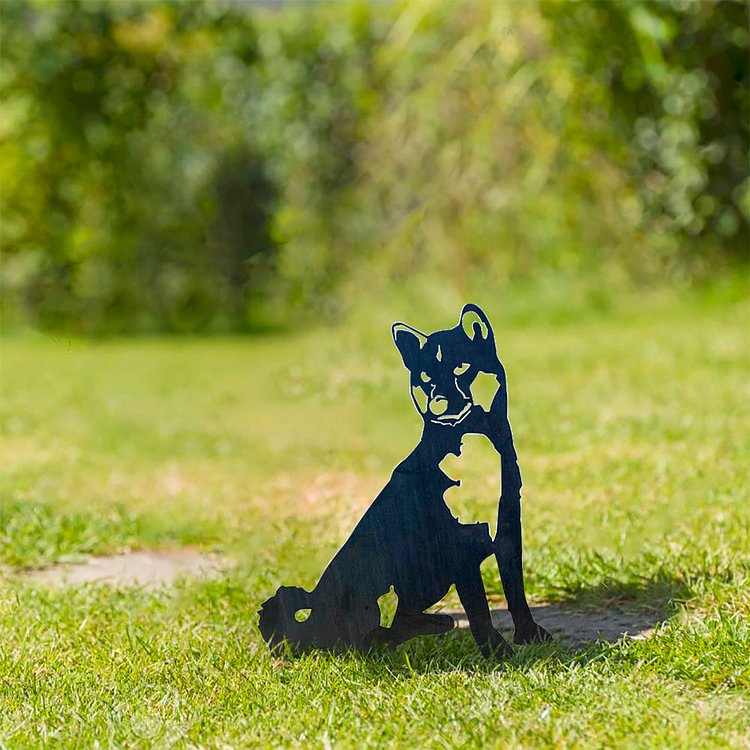 Akita Metal Dog Silhouette Garden Yard Decoration