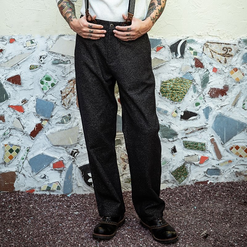 American Retro Casual Straight Herringbone Pants