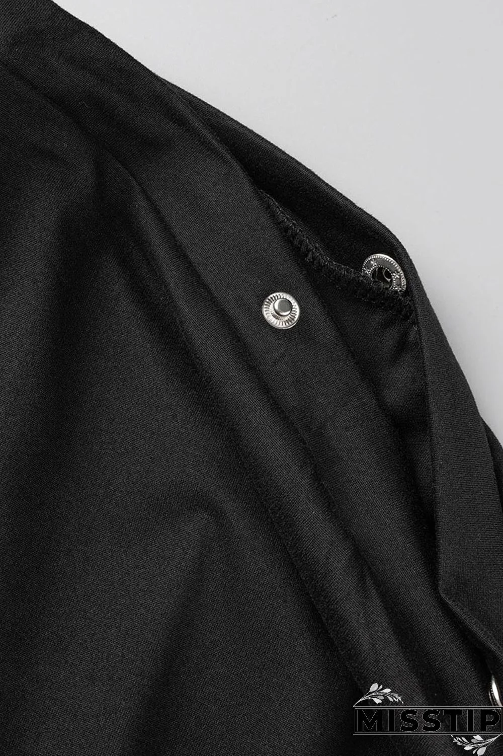 Black Casual Solid Patchwork Oblique Collar Short Sleeve Two Pieces