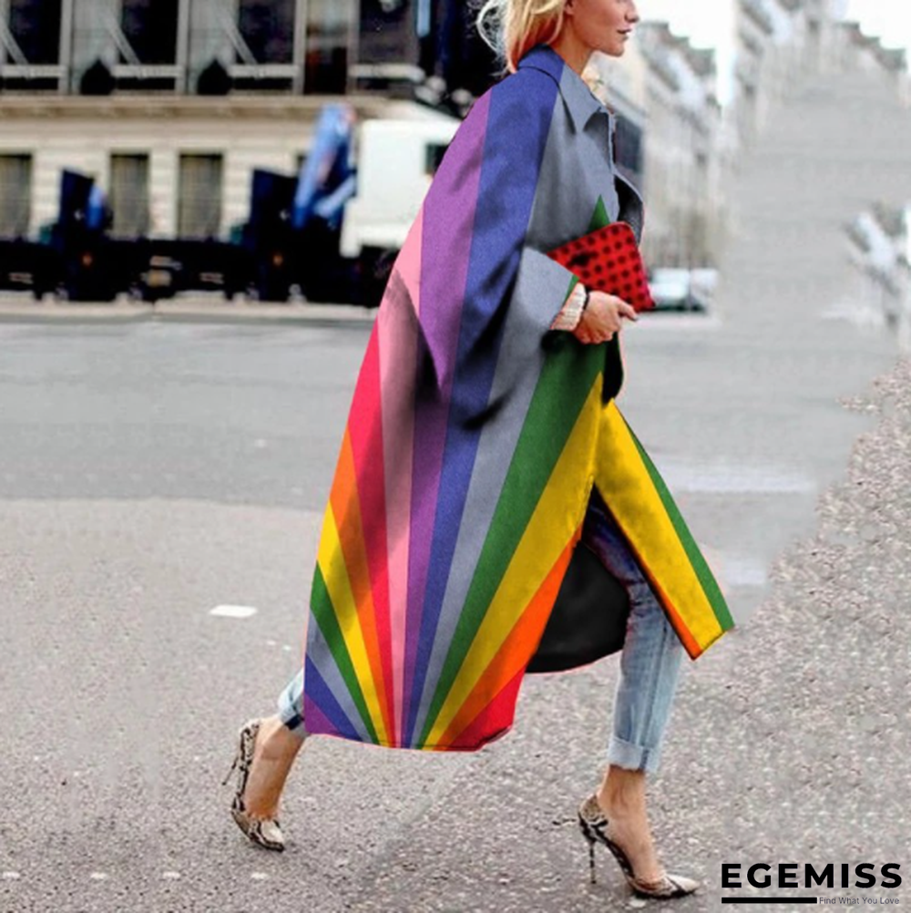 Long Flared Sleeve Printed Loose Coat | EGEMISS