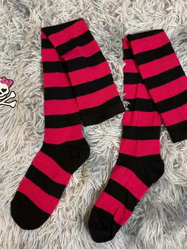 Dark Goth Lolita Style Stripes Leg Warmer