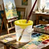 Spill Proof Paint Cups with Colored Lids Paint Brush Cleaner Cup Reusable for Artist Watercolor Painting Art Crafts Supplies (1Pcs Yellow)