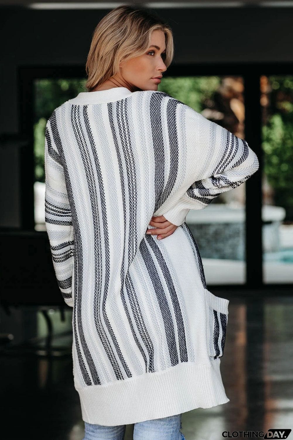 Pocketed Cotton Blend Cardigan