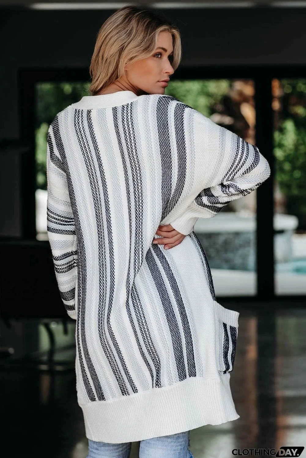 Pocketed Cotton Blend Cardigan