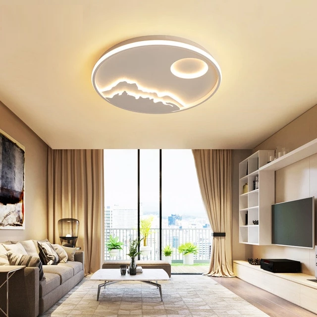 Ceiling Light Led Sun On Mountain Living Room Dining Room Bedroom Study Room Kitchen Ceiling Lamp Round Nordic Children